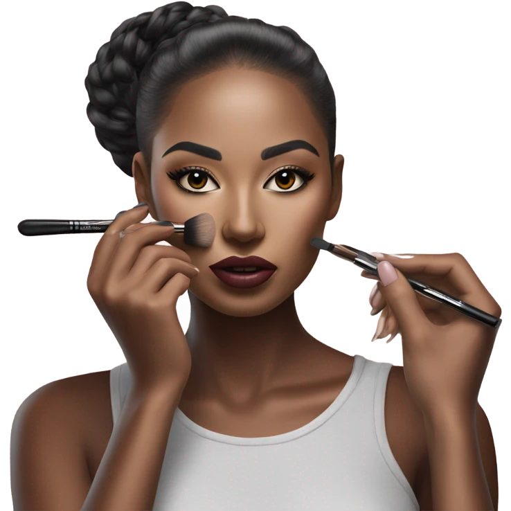 Hyper Realistic fashion model applying her make up emoji