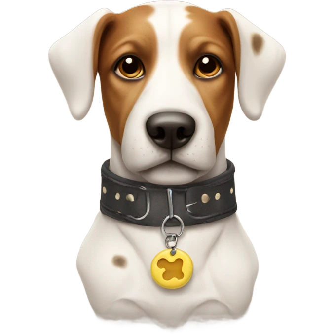 realistic dog with collar pillow with brown spot on face emoji