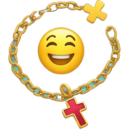 Smiley with hearts laughing and a Christian cross chain emoji