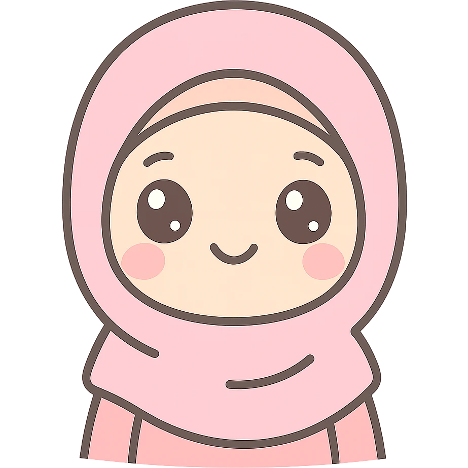 cute cartoon girl wearing a hijab, big eyes, smiling emoji