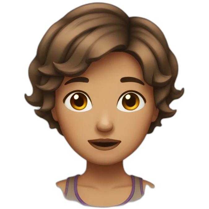 short hair brown color girl crying emoji