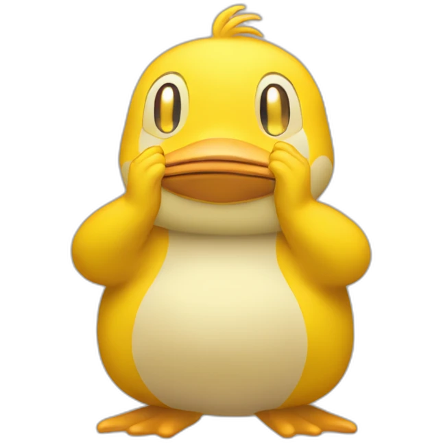 Psyduck side view hands on head emoji