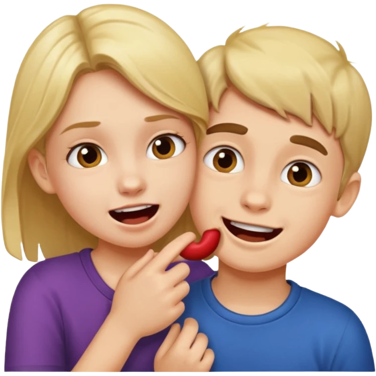 Girl biting boy cheek emoji