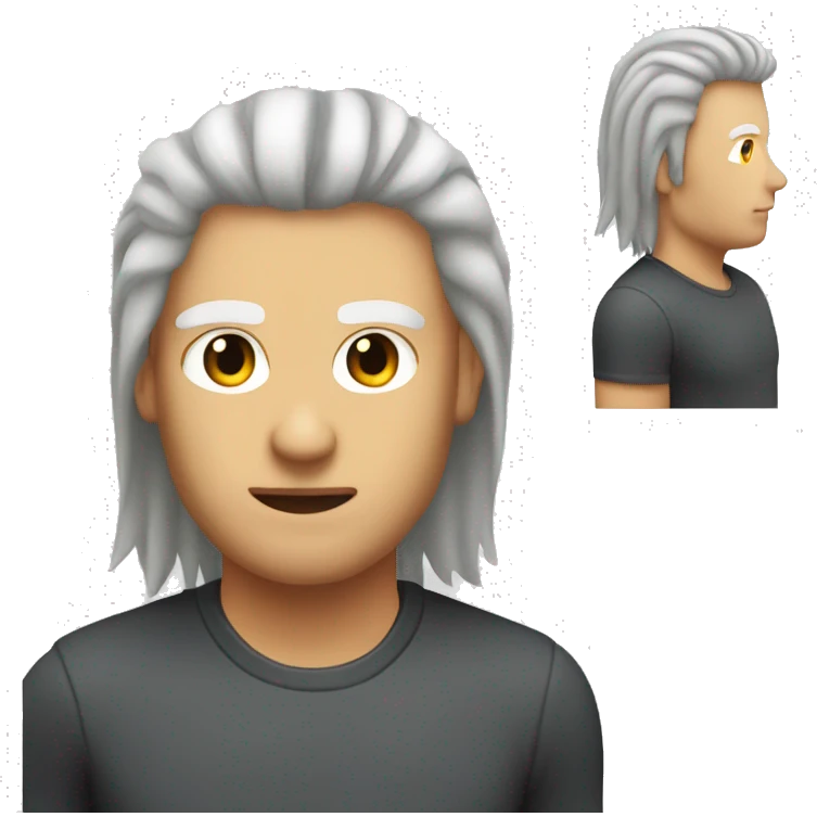 guy with huge white and black mullet and o'clock shadow  emoji