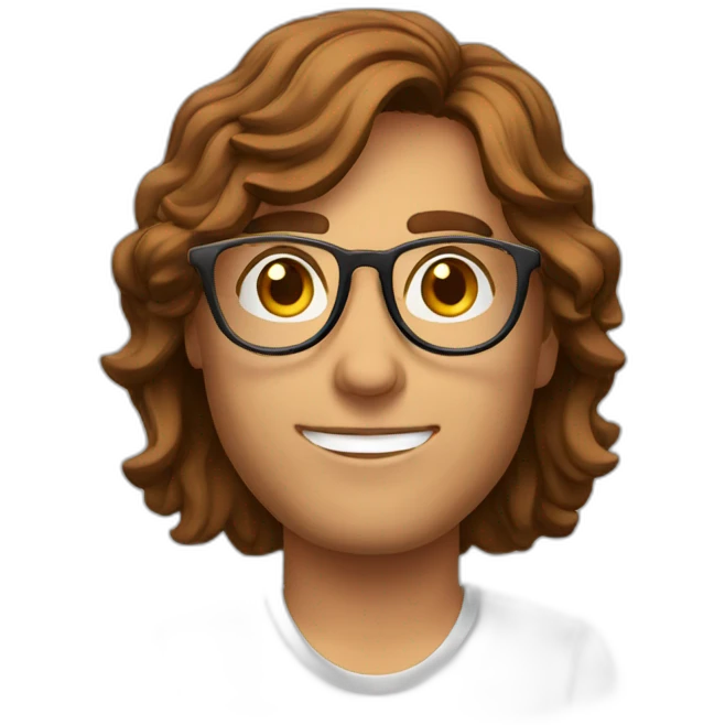 Brown hair rounded glassses marketing men emoji