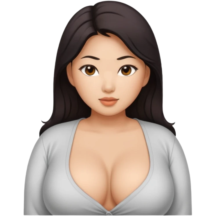 Large breasted thick sexy asian woman with a low cut shirt emoji