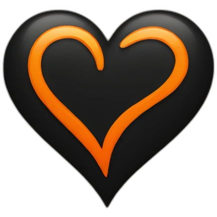 Half black and orange heart emoji
