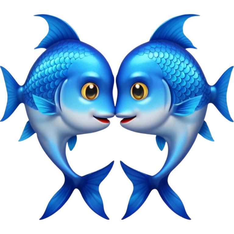 two blue fishes kissing emoji