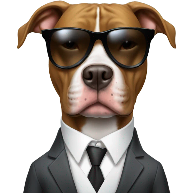 Pitbull in a suit wearing sunglasses emoji