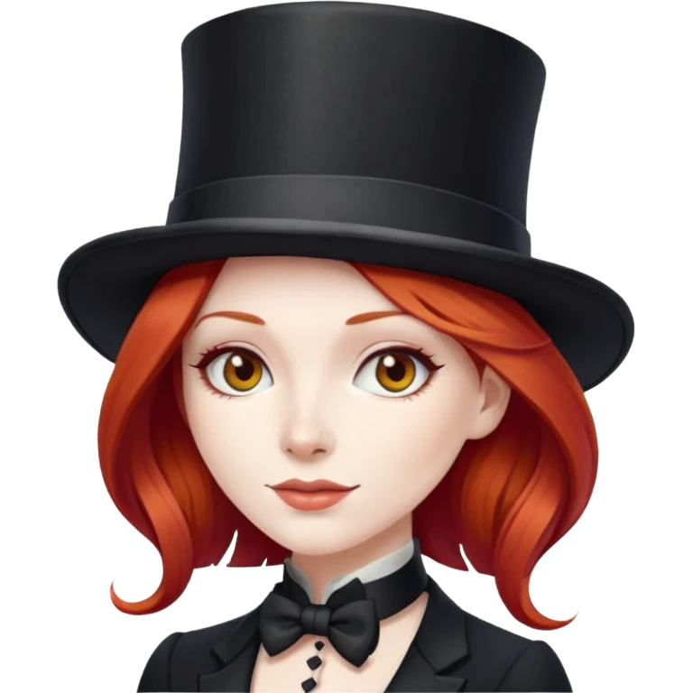 Red black hair woman with top hat  emoji