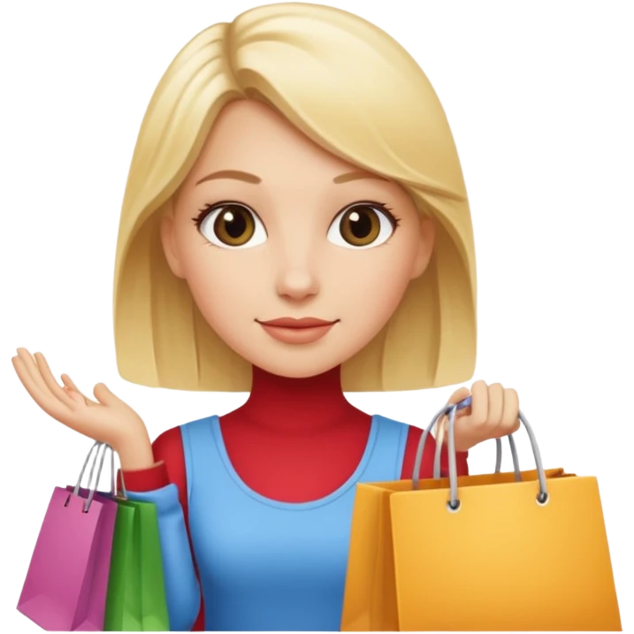 blonde white girl shopping with bags emoji