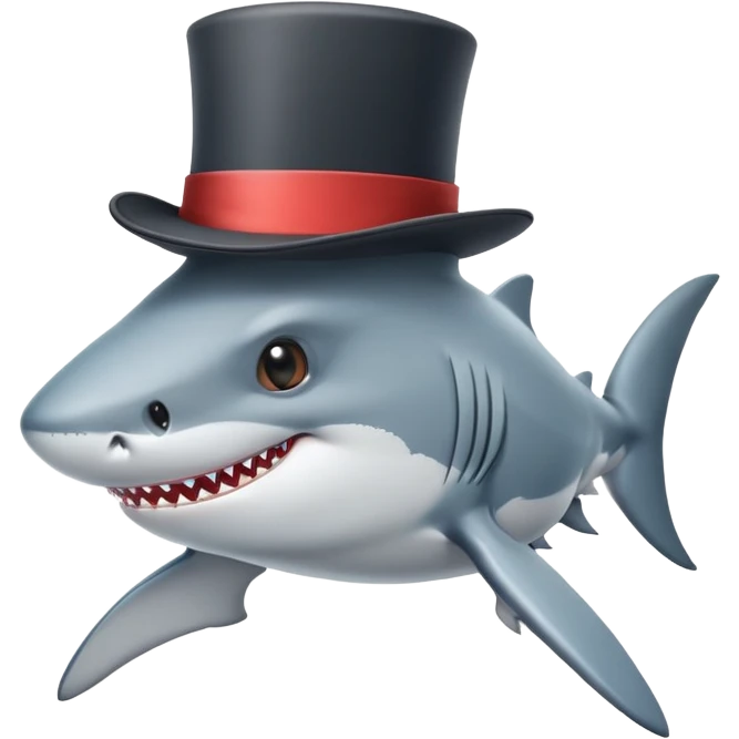 Shark with a top hat emoji