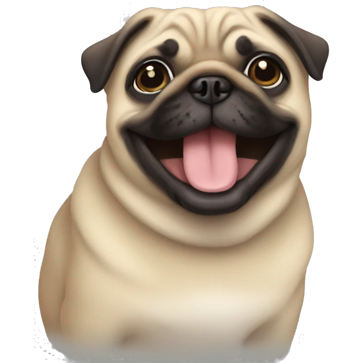 A little sable pug smiling  emoji