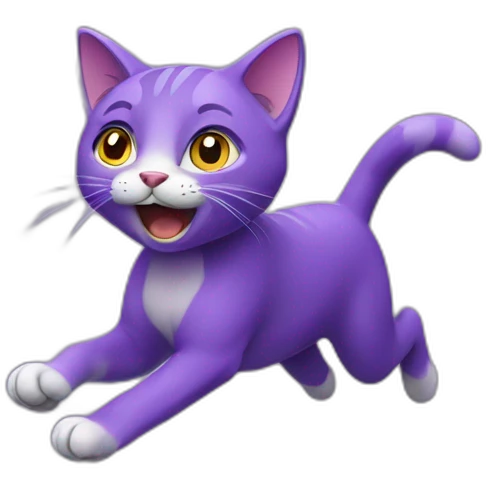 purple cat running emoji