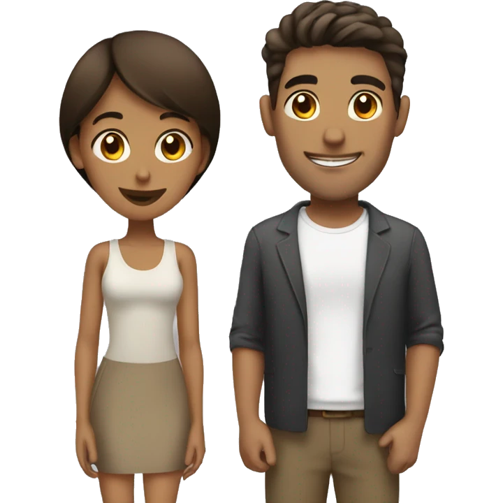 Brunette guy with brown girl couple emoji