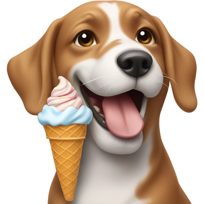 dog eating icecream happy emoji