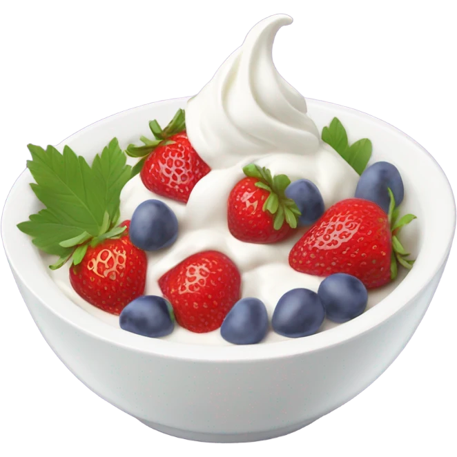 fruit yogurt bowl with strawberries and grapes emoji