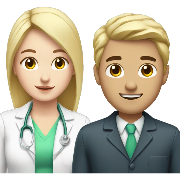 blonde female pharmacist next to male with black hair and pale skin emoji