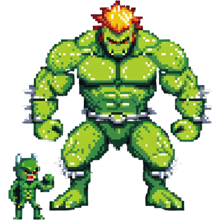 Hulk battling Abomination, muscular green hero versus spiky monster emoji
