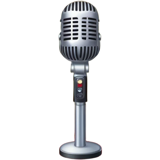 Create a glamorous and vibrant emoji that represents pop vocal performance. The emoji should feature a vintage stage microphone on a red carpet, with a spotlight shining on it. The stage should be empty but illuminated with concert lights, creating an atmosphere of excitement. Add elements like a festive firework display and a sparkling costume with rhinestones. Surround the scene with a ribbon made of musical notes to symbolize the connection to music. Use bright colors like gold, red, and silver, with a touch of sparkle to convey the glamour and energy of pop vocal performance. The background should be transparent. emoji