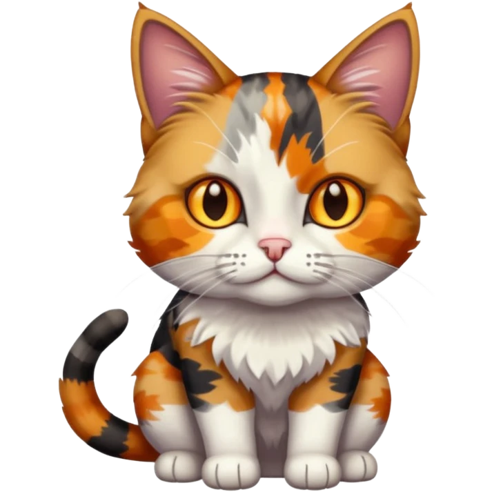 full body colourful light patched calico tabby cat with hazel eyes emoji