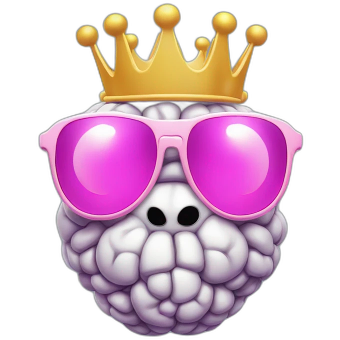 the Brain from Pinky and the Brain with crown, sunglasses emoji
