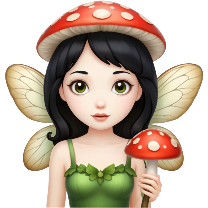 mushroom fairy with black hair  emoji