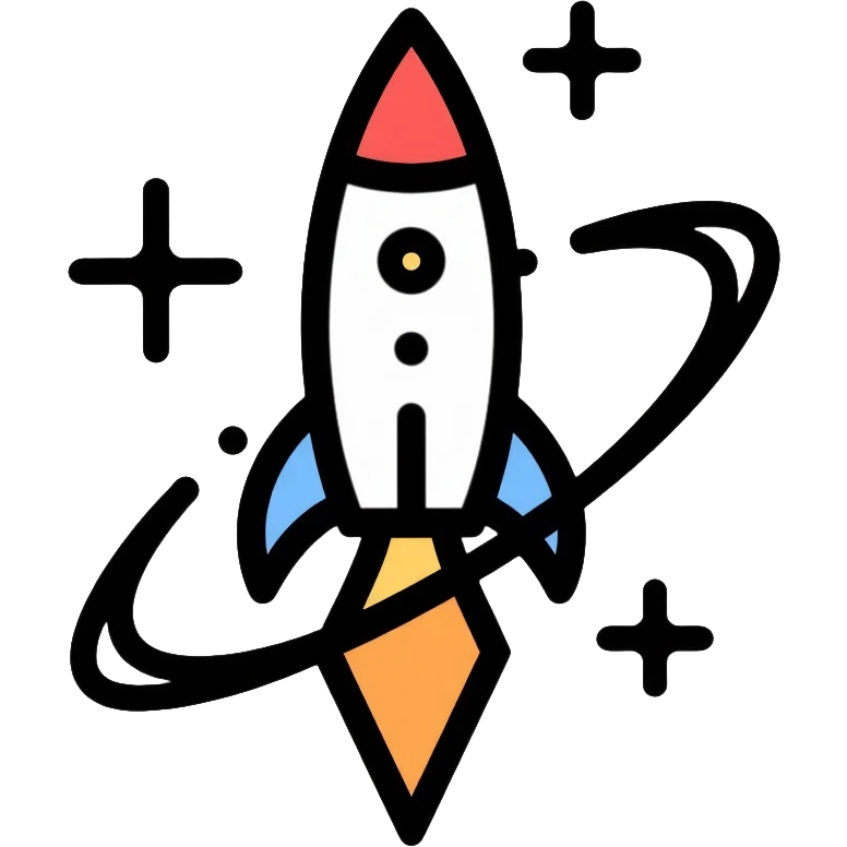 space agency logo with rocket and orbit symbol emoji