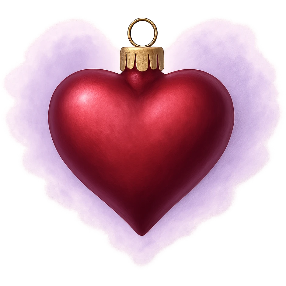 christmas heart with a delicate lavender mist  , remove background emoji