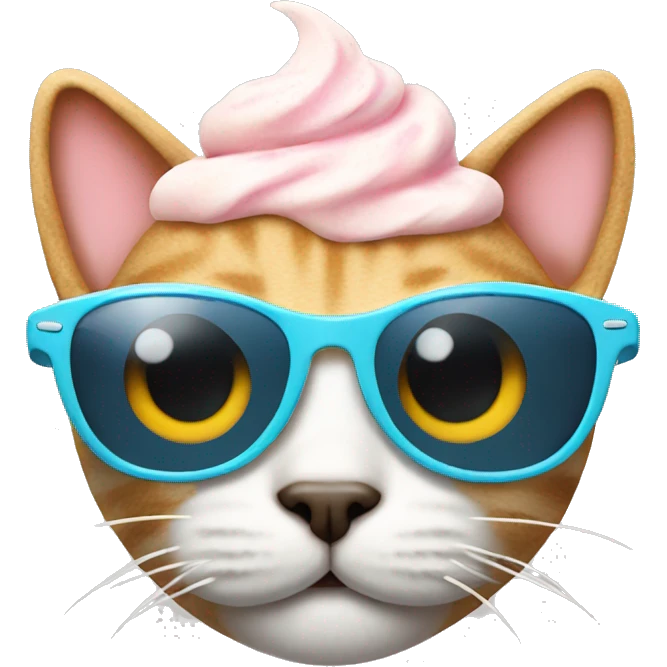 Cat with sunglasses and ice cream  emoji