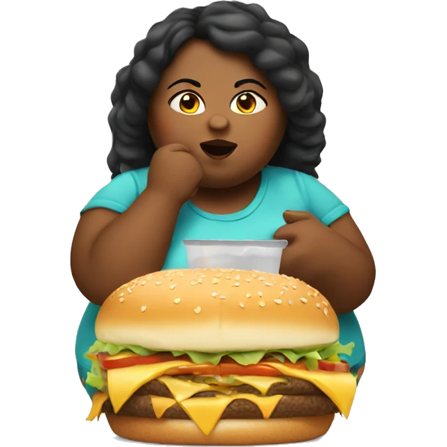 a fat girl eating a big mac emoji