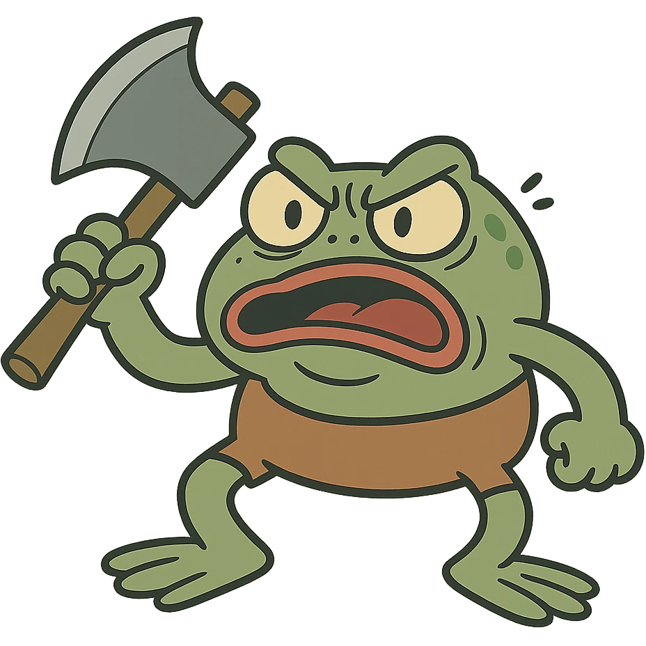 angry frog with axe emoji