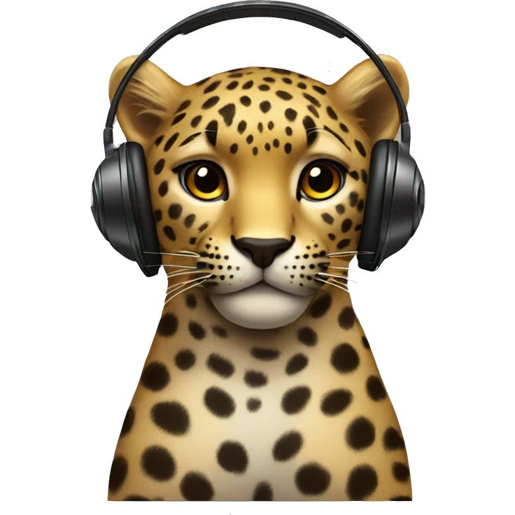 leopard wear  big headphone emoji