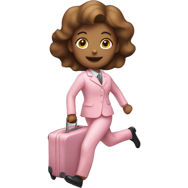 Girl running with light pink suit case emoji