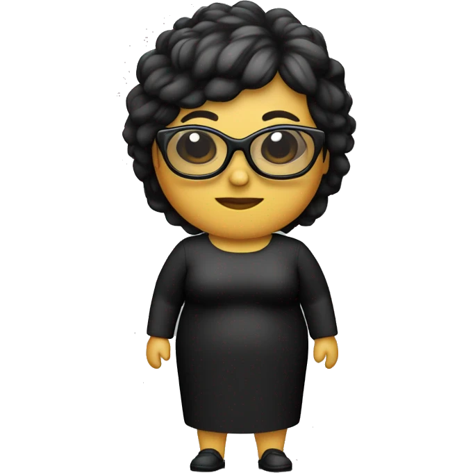 Mujer 52 años ,gordita,con gafas pelo largo negro i flequillo pelo negro emoji