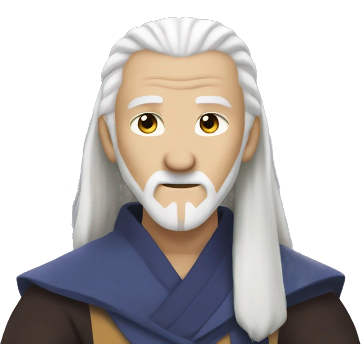 avatar roku from avatar the last airbender. he should be white, an older man, and have long white hair and a long white beard in a fire nation uniform emoji