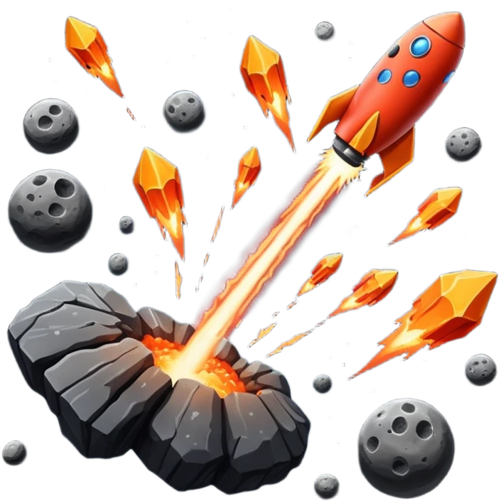 Asteroids falling in space emoji