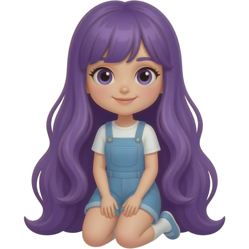 GIRL WITH LONG PURPLE HAIR IS ON HER KNEES emoji