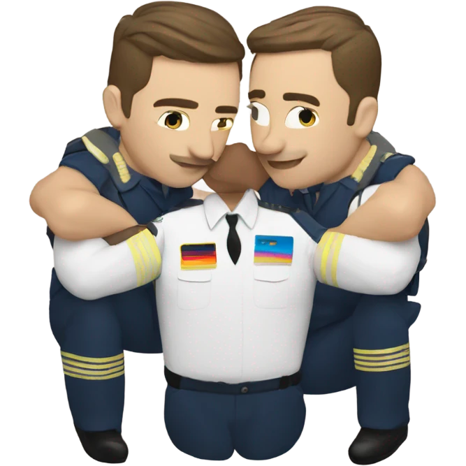 2 Caucasian male gay pilots kissing emoji