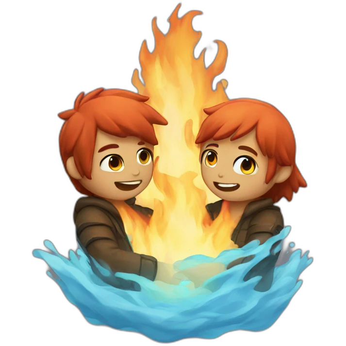 Fire and water hug emoji