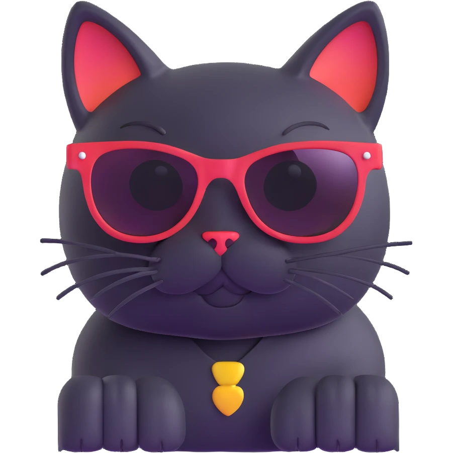 black cat wearing sunglasses emoji