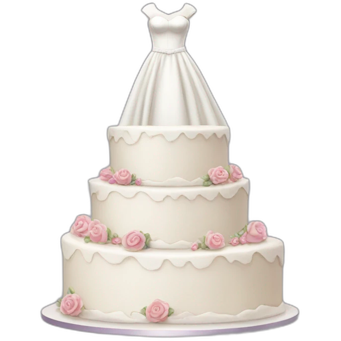 wedding cake in front of the wedding dress emoji