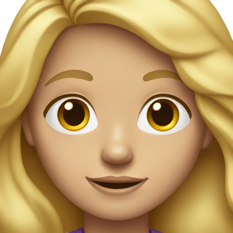 Blonde girl with long wavy hair and a purple T shirt on  emoji