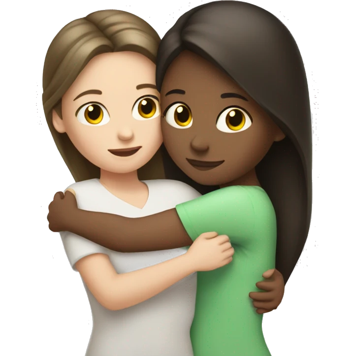White brunette girl hugging her white brunette mom emoji