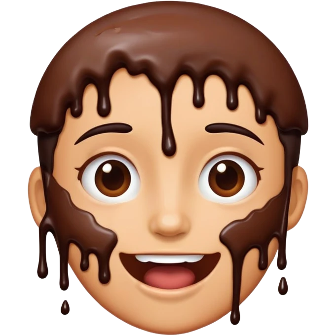 a face shoving its face with chocolate cake emoji