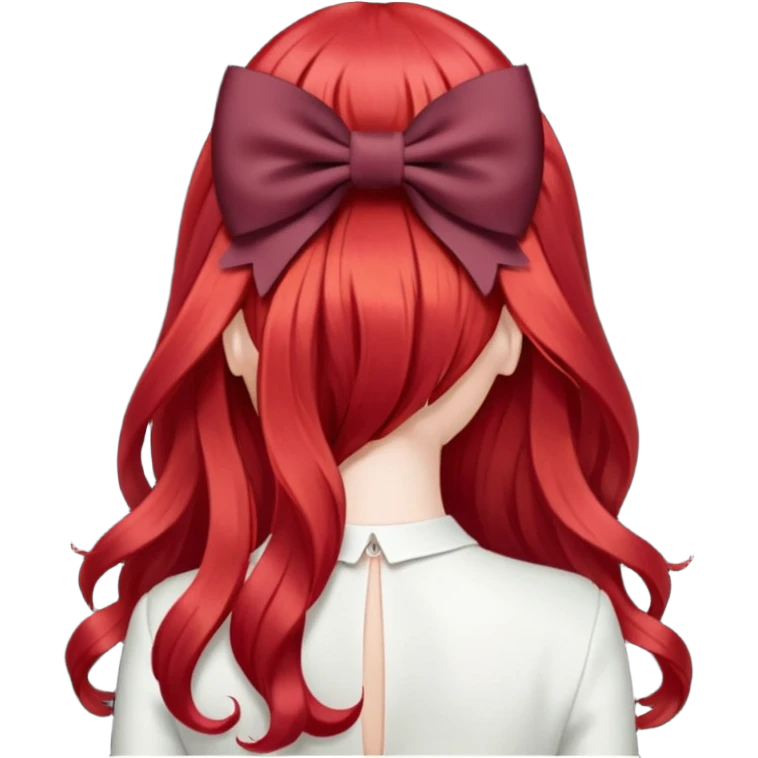 red long hairs with burgundy bow from the back emoji