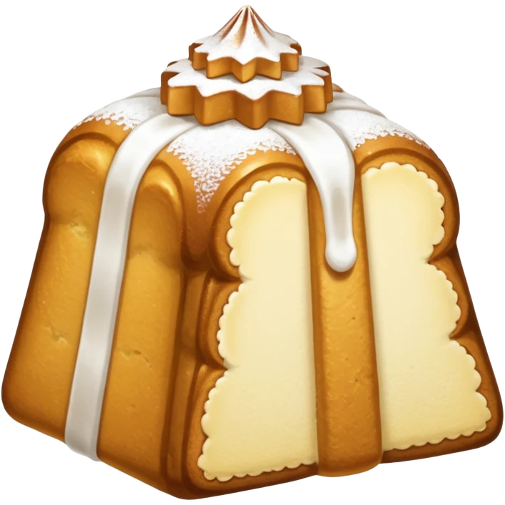 Generami l’emoji di un pandoro con lo zucchero a velo sopra. La forma del pandoro è quella standard  emoji
