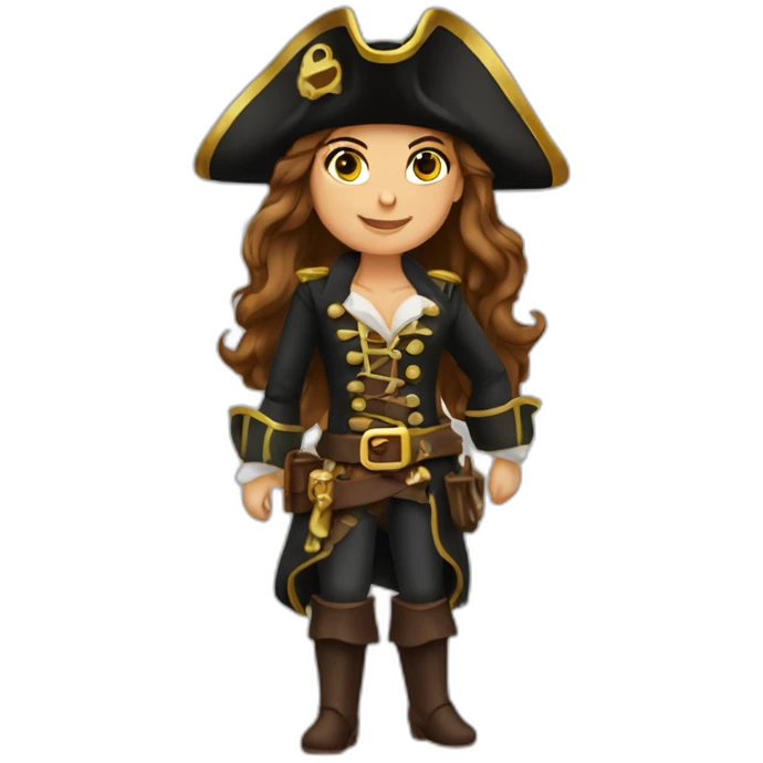 pirate captain woman long brown hair golden eyes tan skin emoji