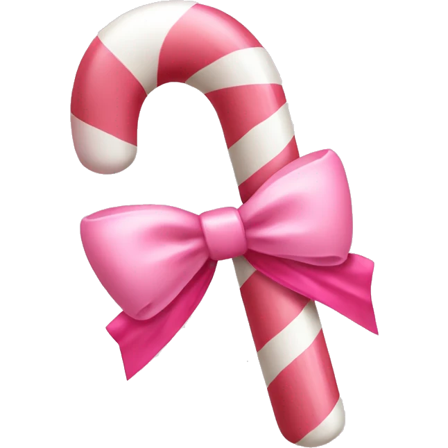 Very light pink candy cane with pink bow emoji