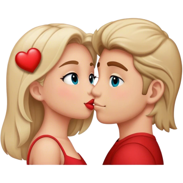 beso enamorados rubia y moreno emoji
